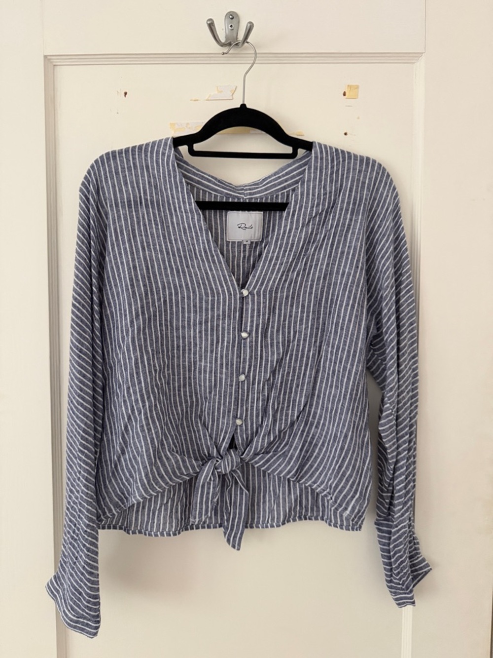 Rails Blue & White Striped Tie-Front Button Shirt